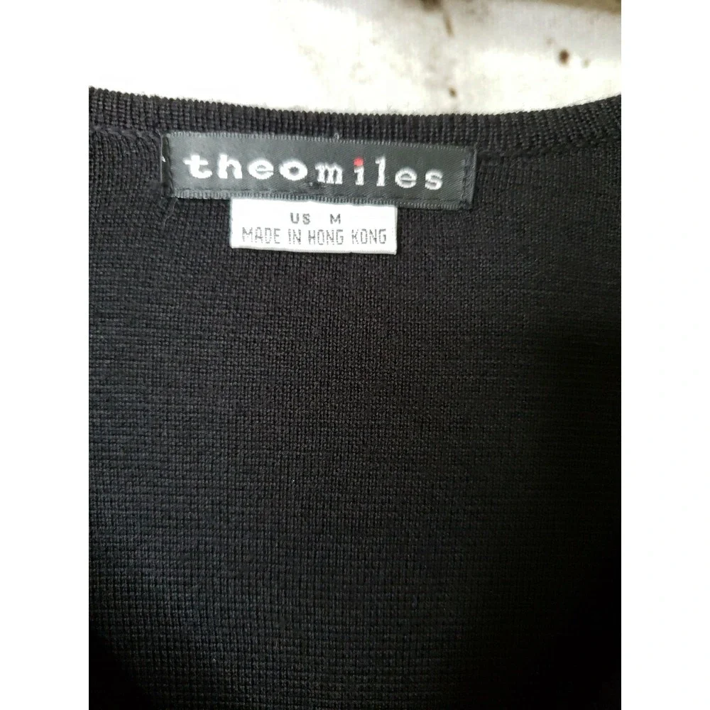 Woman's Theomiles  Black sweater with beaded sleeves sz M